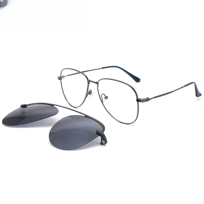 Unisex Oval Full Rim Stainless Steel Clip-On Prescription Glasses 102544 — view 7 | Rx Spectacle