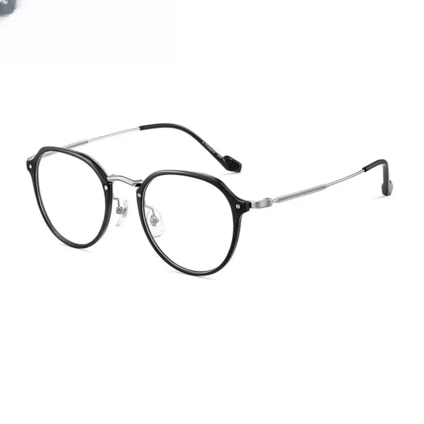 Unisex Oval Full Rim Titanium Flat Top Prescription Glasses 888076 — view 5 | Rx Spectacle