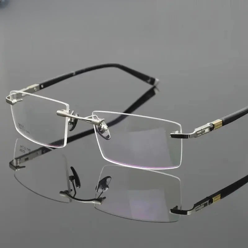 Women's Square Rimless Titanium Prescription Glasses 883644 — view 1 | Rx Spectacle