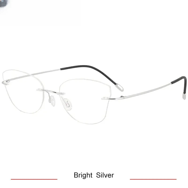 Women's Cat Eye Rimless Titanium Prescription Glasses 416085 — view 10 | Rx Spectacle