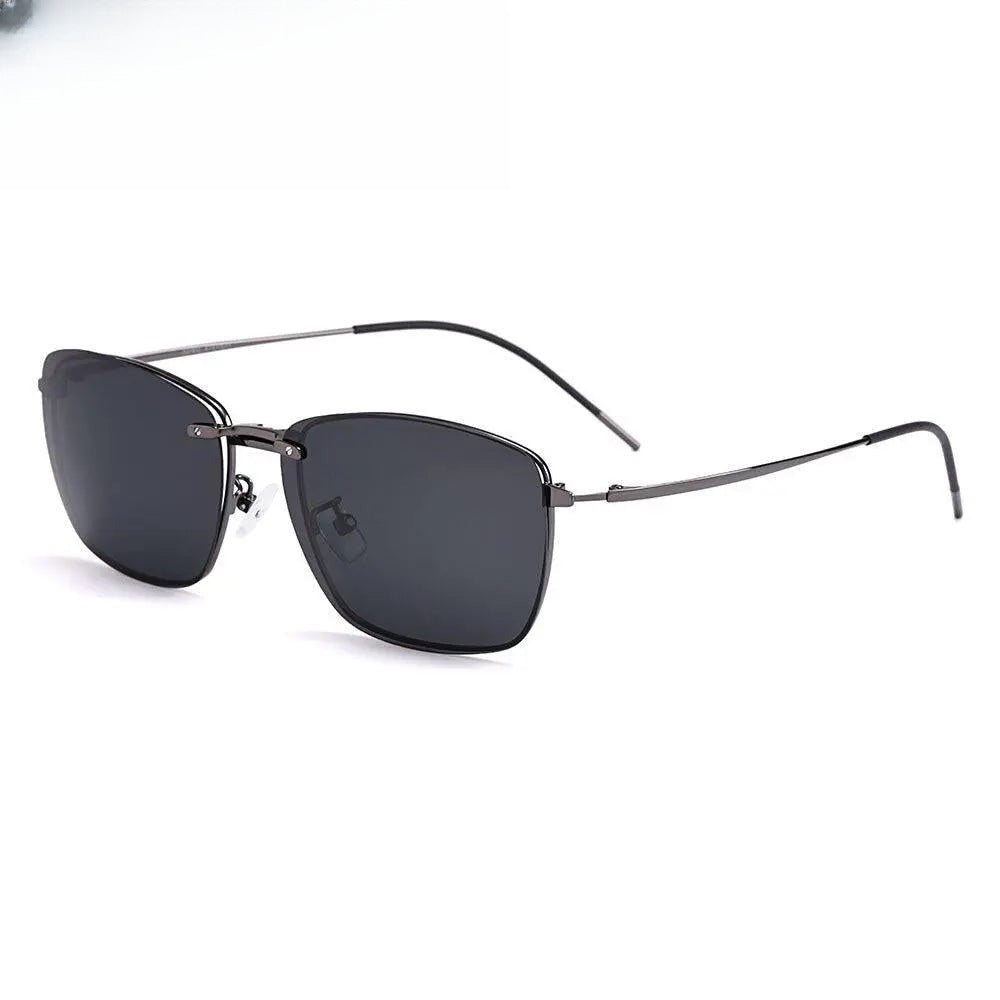 Men's Square Full Rim Titanium Clip-On Prescription Glasses S9335 — view 1 | Rx Spectacle