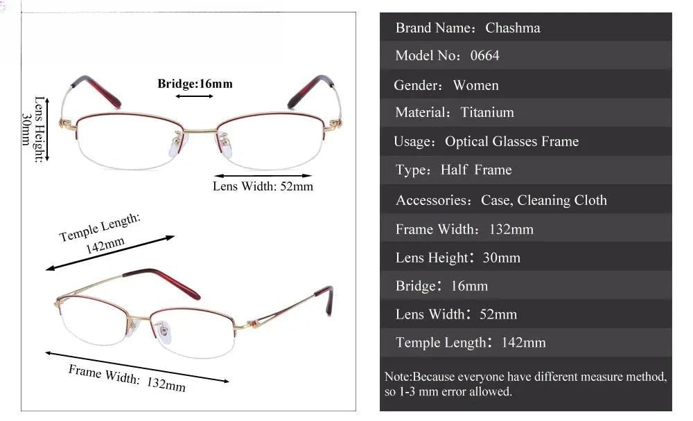 Women's Oval Semi-Rimless Titanium Prescription Glasses 940664 — view 2 | Rx Spectacle