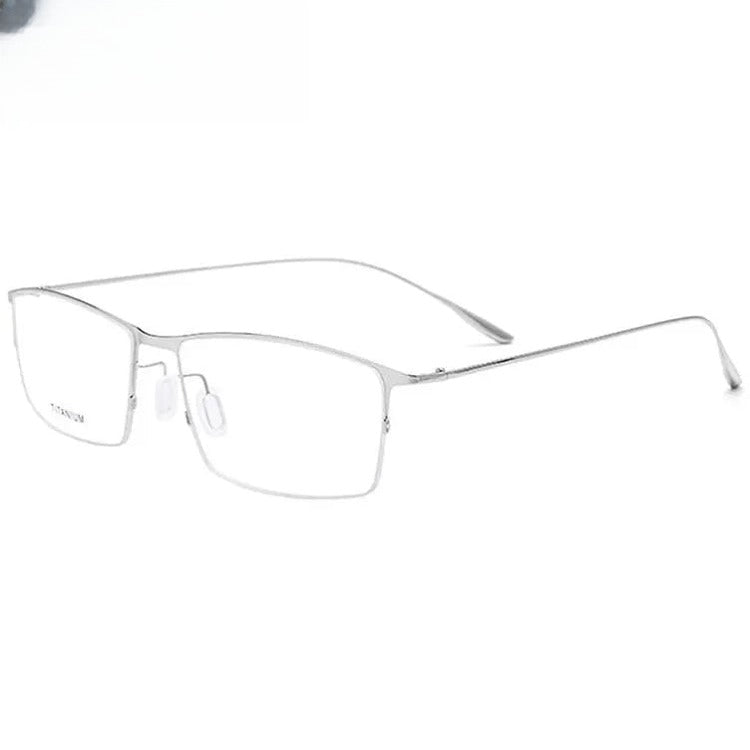 Men's Square Semi-Rimless Titanium Prescription Glasses 2611 — view 6 | Rx Spectacle