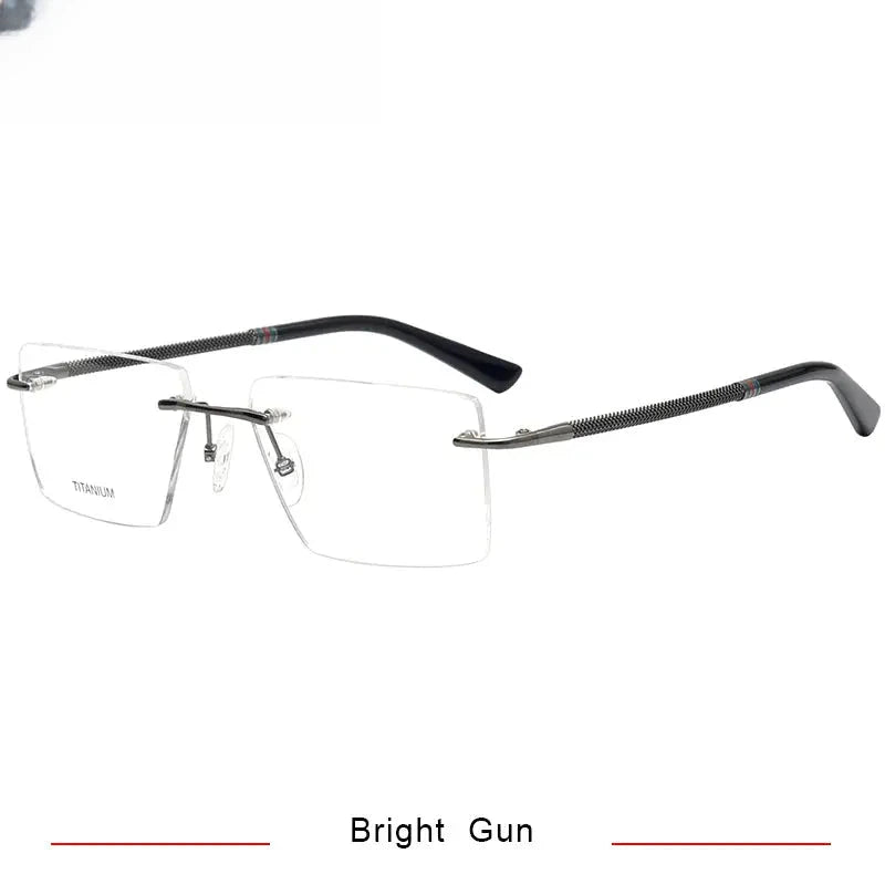 Unisex Square Rimless Titanium Prescription Glasses 1657 — view 6 | Rx Spectacle