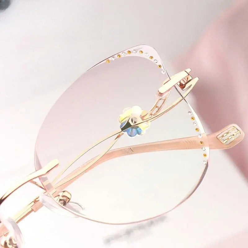 Women's Butterfly Rimless Titanium Prescription Glasses 88061 — view 5 | Rx Spectacle