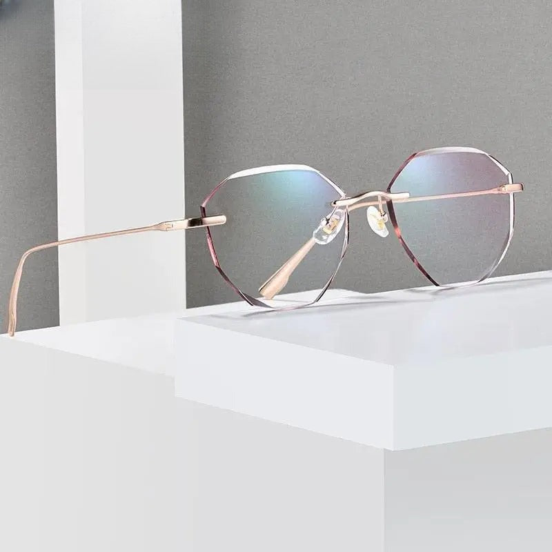 Women's Irregular Rimless Titanium Prescription Glasses 99219 — view 1 | Rx Spectacle