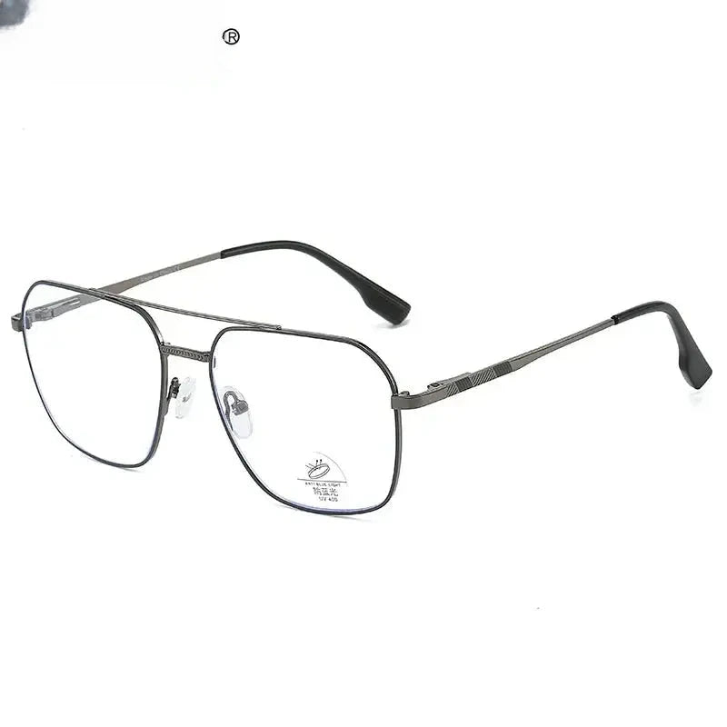 Unisex Square Full Rim Alloy Double Bridge Reading Glasses 46905 — view 5 | Rx Spectacle