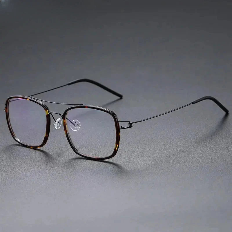 Women's Square Full Rim Titanium Double Bridge Prescription Glasses 51138 — view 8 | Rx Spectacle