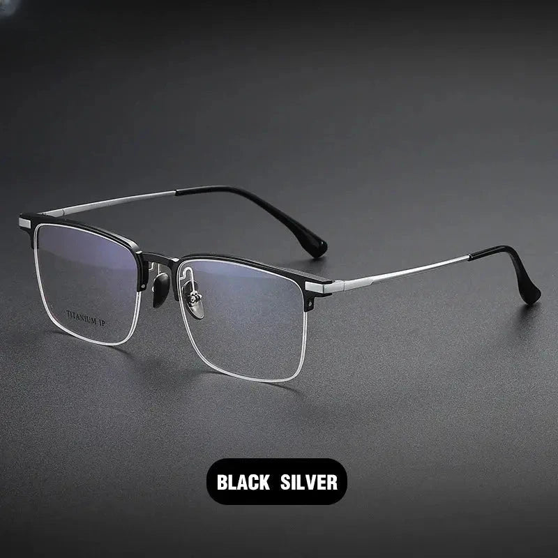 Unisex Square Semi-Rimless Titanium Reading Glasses V20261 — view 8 | Rx Spectacle