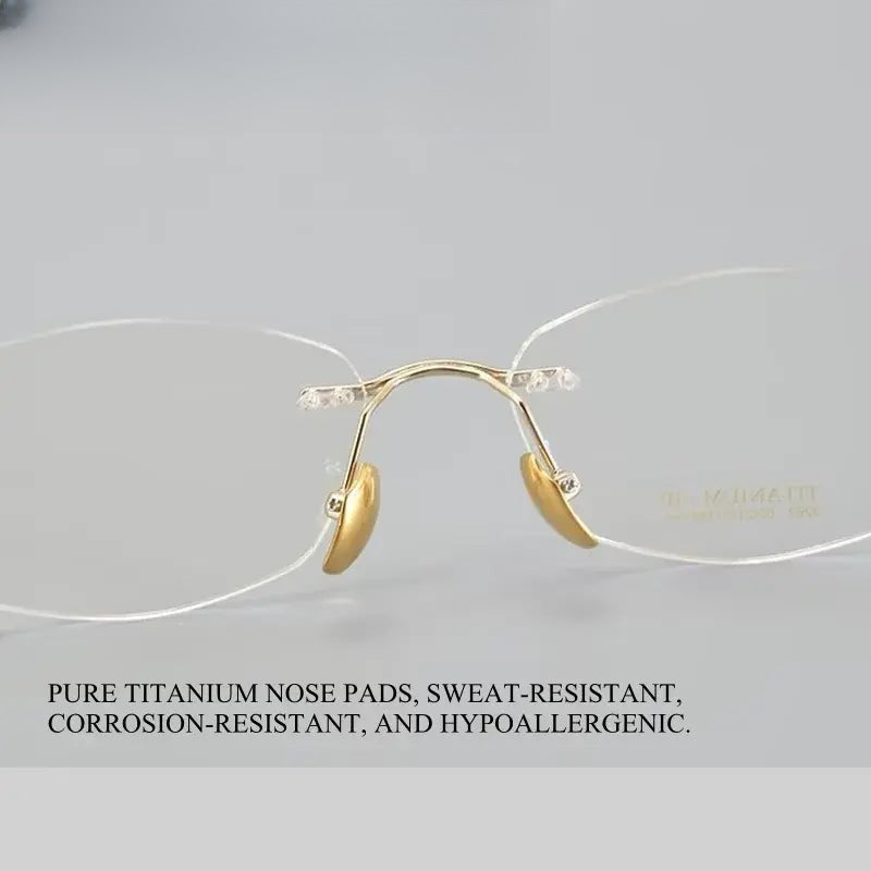 Women's Oval Rimless Titanium Prescription Glasses 69263 — view 5 | Rx Spectacle