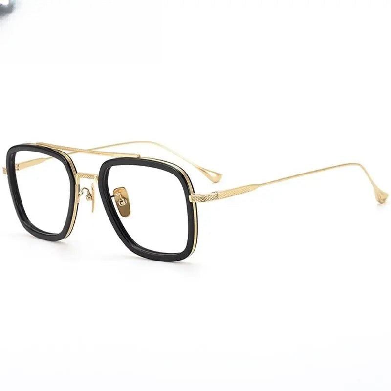 Unisex Square Full Rim Titanium Double Bridge Prescription Glasses T927 — view 2 | Rx Spectacle