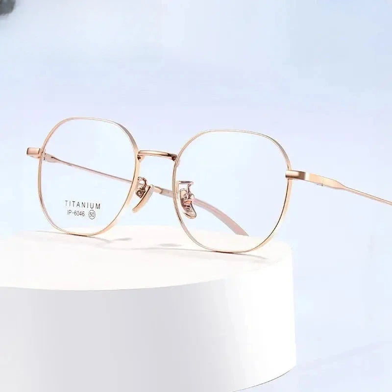 Women's Oval Full Rim Titanium Flat Top Prescription Glasses 406046 — view 1 | Rx Spectacle