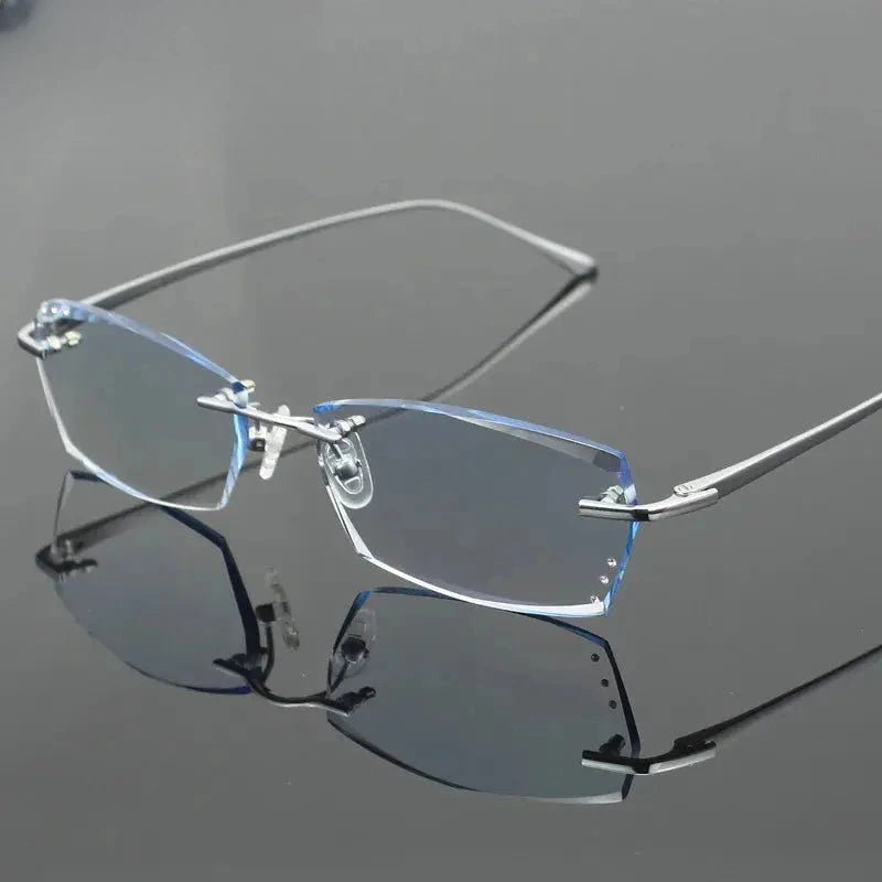 Men's Square Rimless Titanium Prescription Glasses 82077 — view 1 | Rx Spectacle