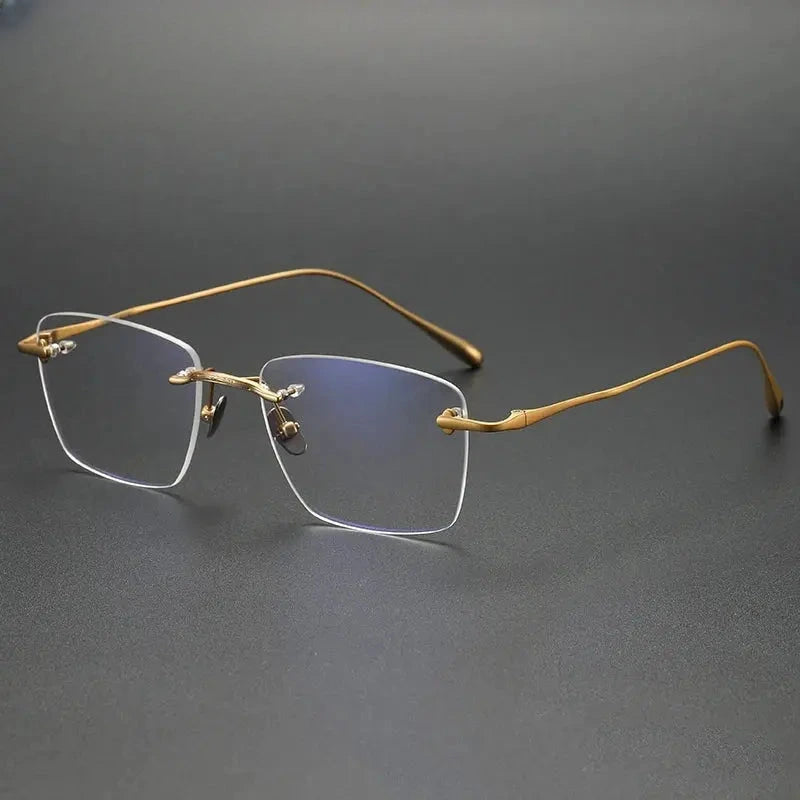 Men's Polygon Rimless Titanium Prescription Glasses 480954 — view 5 | Rx Spectacle
