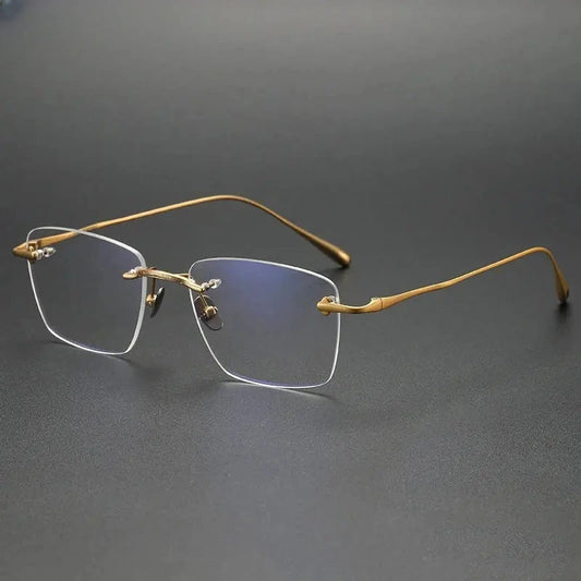 Men's Polygon Rimless Titanium Prescription Glasses 480954 — view 1 | Rx Spectacle
