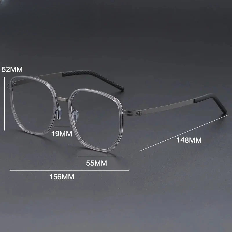 Men's Polygon Full Rim Titanium Oversized Prescription Glasses 698013 — view 2 | Rx Spectacle