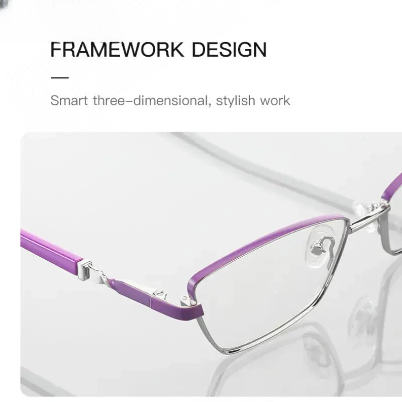 Unisex Square Full Rim Stainless Steel Reading Glasses 3012 — view 4 | Rx Spectacle