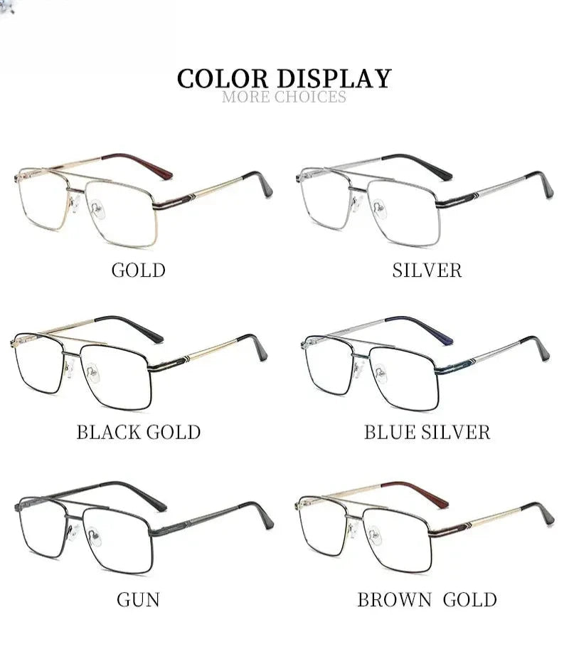 Women's Square Full Rim Alloy Double Bridge Reading Glasses 6926 — view 13 | Rx Spectacle