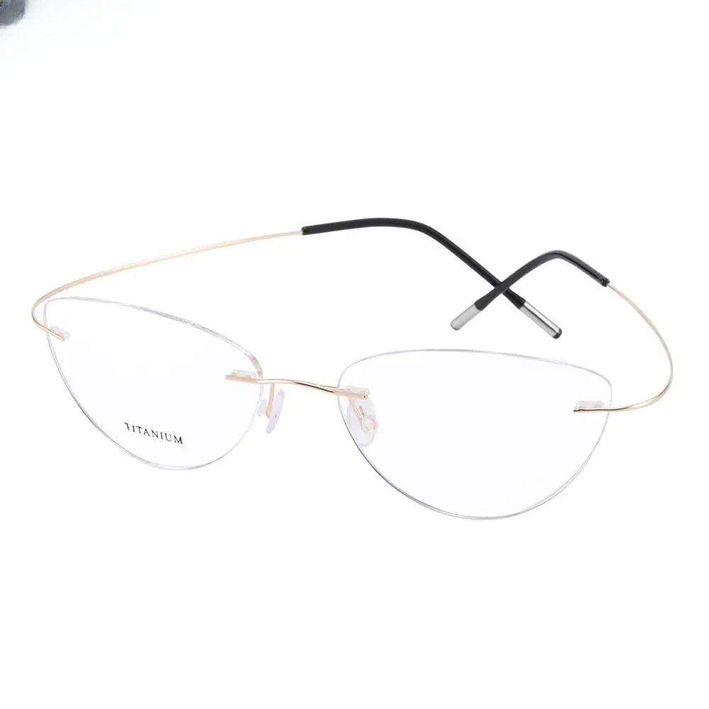 Unisex Cat Eye Rimless Titanium Prescription Glasses 20003 — view 6 | Rx Spectacle