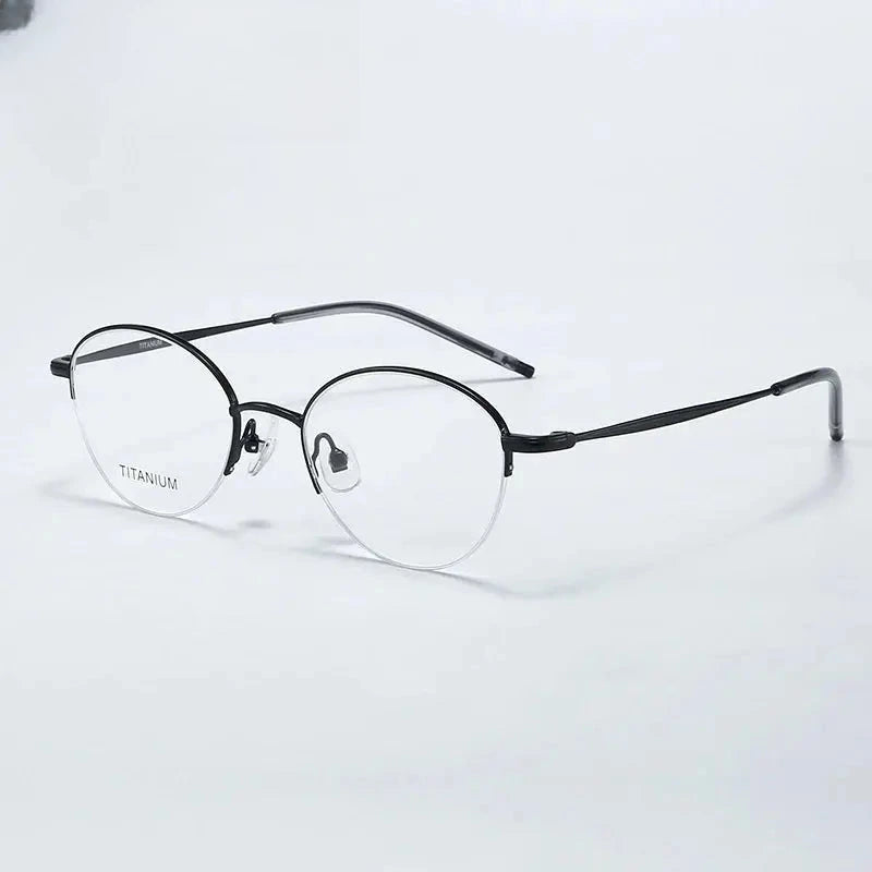 Women's Round Semi-Rimless Titanium Prescription Glasses 72948 — view 6 | Rx Spectacle