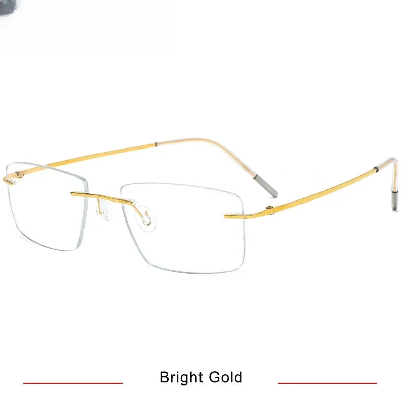 Unisex Square Rimless Titanium Screwless Prescription Glasses 66105 — view 5 | Rx Spectacle