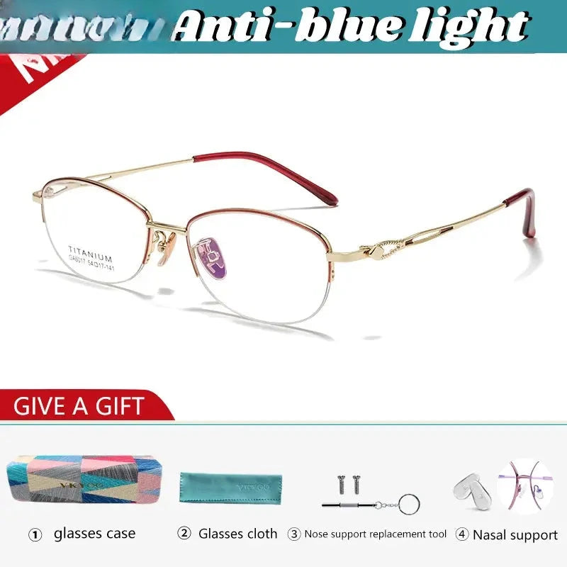 Women's Oval Semi-Rimless Alloy Reading Glasses 946017 — view 8 | Rx Spectacle