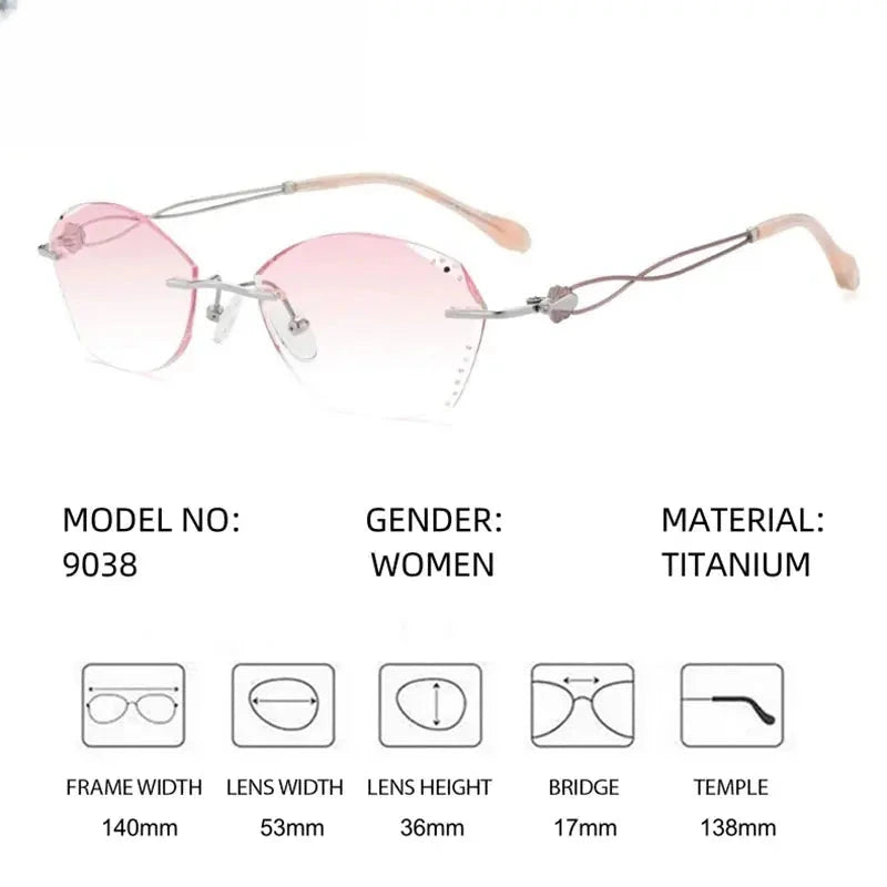 Women's Square Rimless Titanium Prescription Glasses 699138 — view 2 | Rx Spectacle