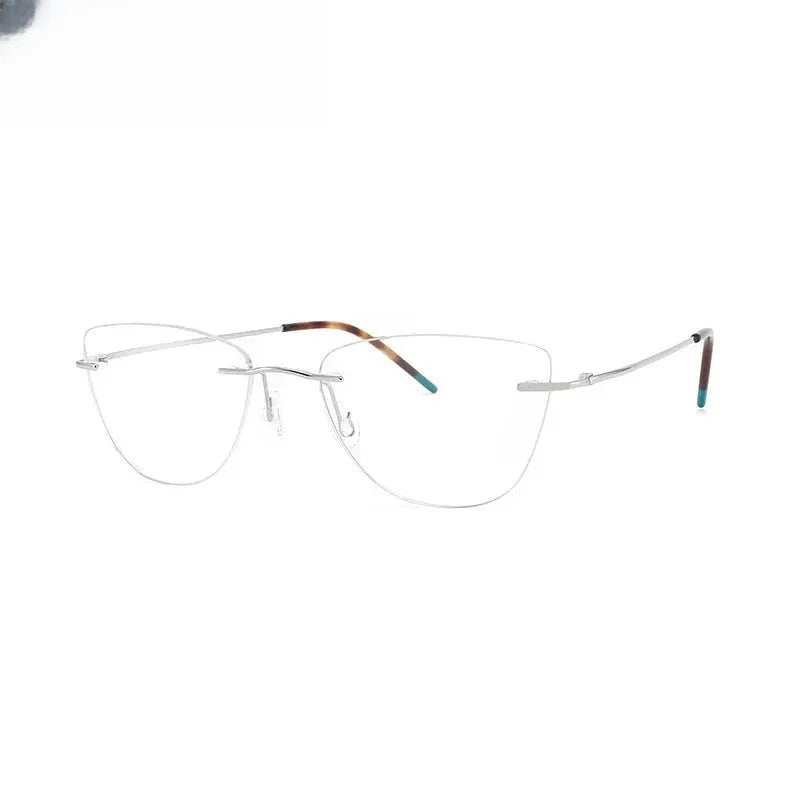 Women's Cat Eye Rimless Titanium Prescription Glasses 889016 — view 5 | Rx Spectacle