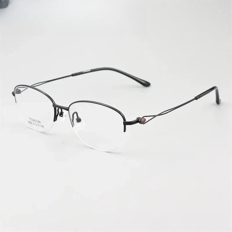 Women's Oval Semi-Rimless Titanium Prescription Glasses 613008 — view 3 | Rx Spectacle