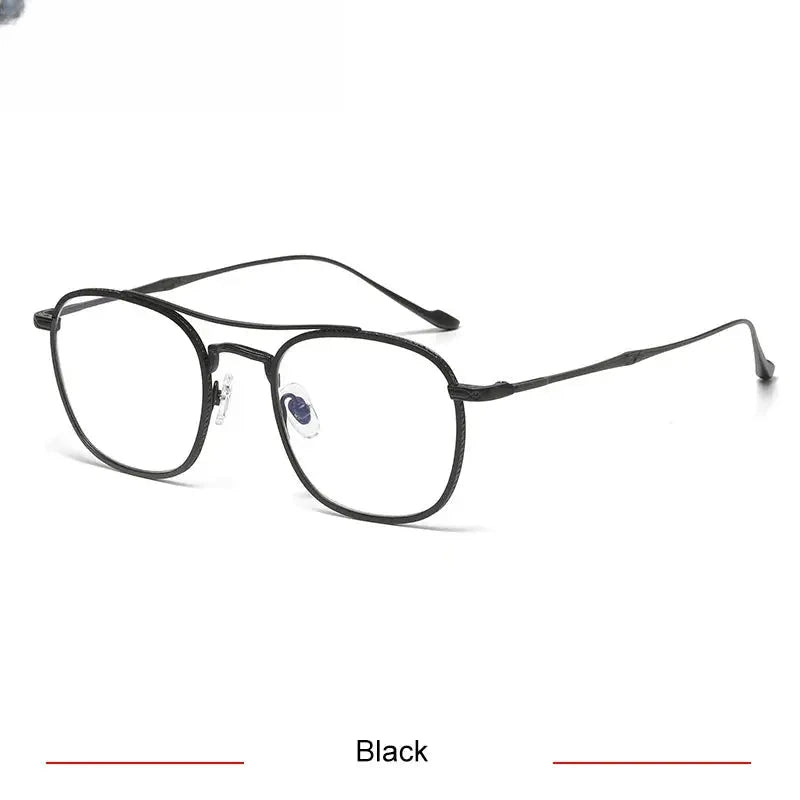 Men's Square Full Rim Titanium Double Bridge Prescription Glasses 75925 — view 5 | Rx Spectacle