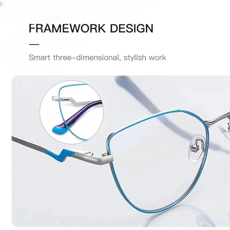 Women's Cat Eye Full Rim Stainless Steel Reading Glasses 3043 — view 4 | Rx Spectacle