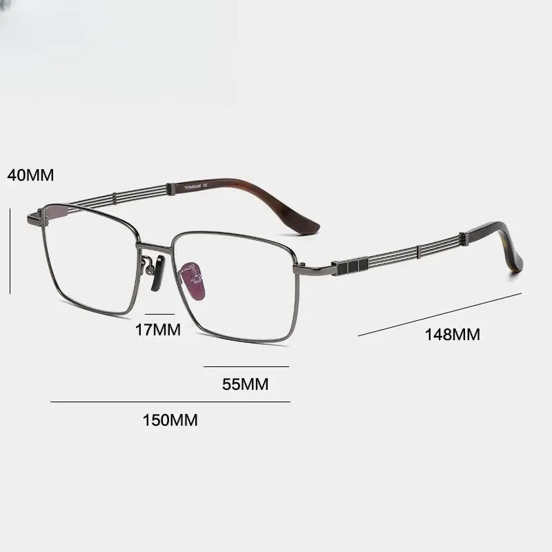 Unisex Square Full Rim Titanium Prescription Glasses Gxy1497 — view 5 | Rx Spectacle