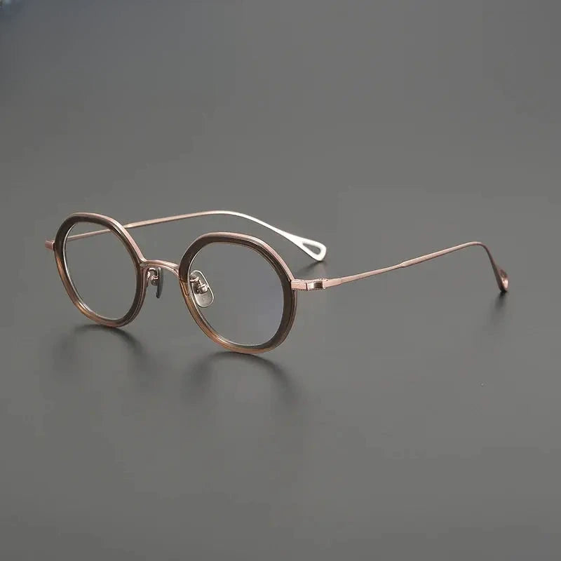 Women's Round Full Rim Titanium Flat Top Prescription Glasses G1584 — view 3 | Rx Spectacle