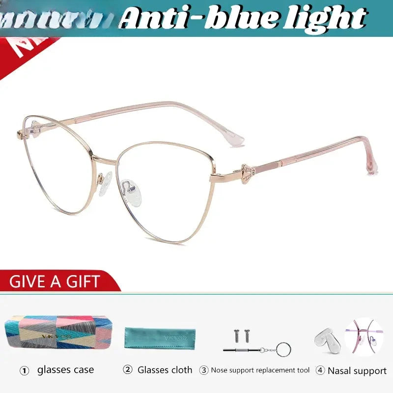 Women's Butterfly Full Rim Titanium Reading Glasses 69832 — view 3 | Rx Spectacle