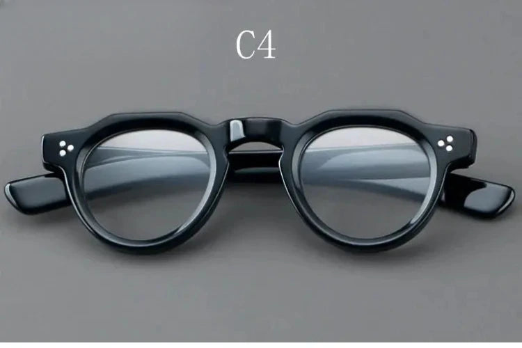 Unisex Round Full Rim Acetate Flat Top Prescription Glasses Y4341 — view 9 | Rx Spectacle