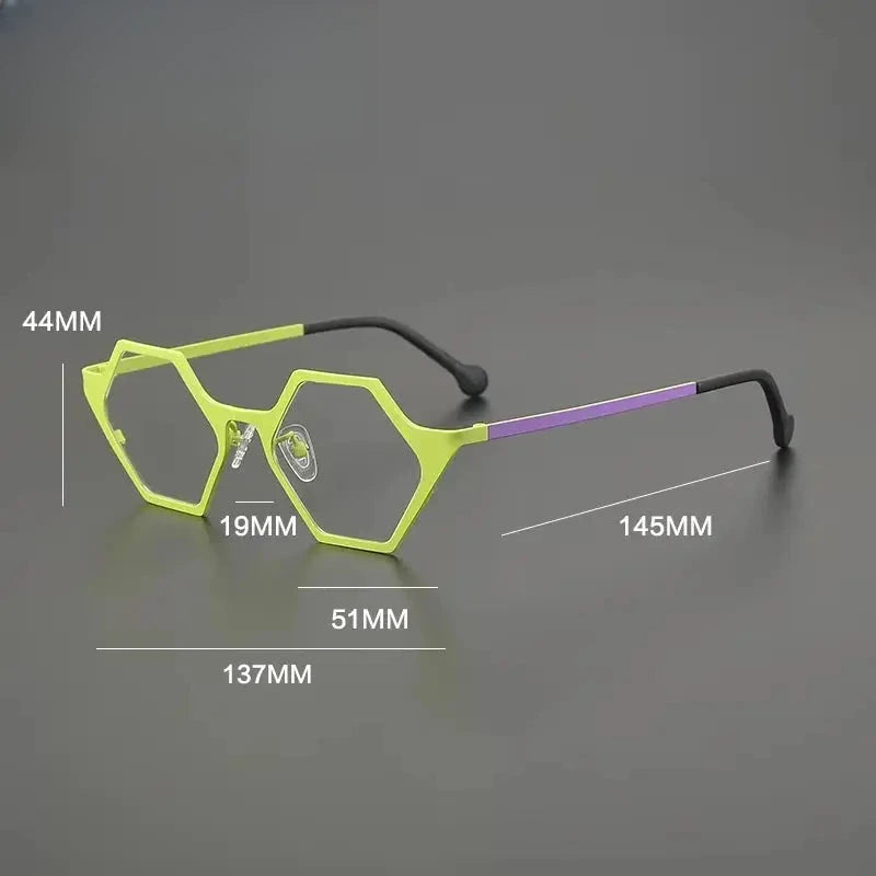 Women's Polygon Full Rim Titanium Prescription Glasses G85881 — view 2 | Rx Spectacle
