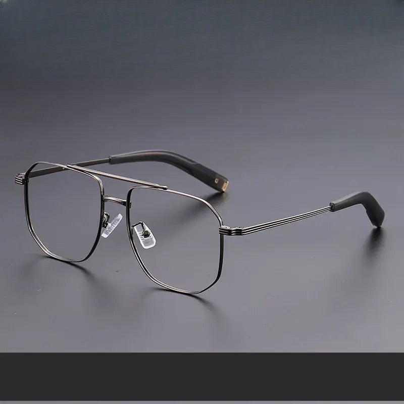 Men's Square Full Rim Titanium Double Bridge Prescription Glasses 94247 — view 1 | Rx Spectacle