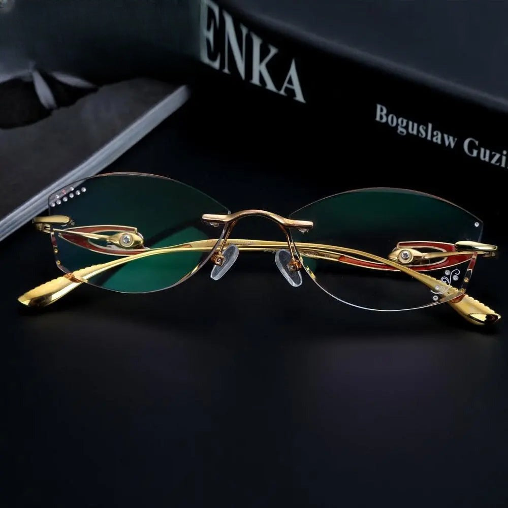 Women's Oval Rimless Titanium Prescription Glasses P208 — view 1 | Rx Spectacle