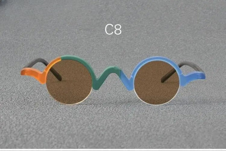 Unisex Round Semi-Rimless Acetate Prescription Glasses — view 14 | Rx Spectacle