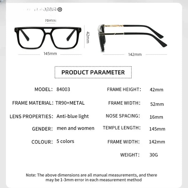 Men's Square Full Rim TR90 Double Bridge Reading Glasses 584003 — view 2 | Rx Spectacle