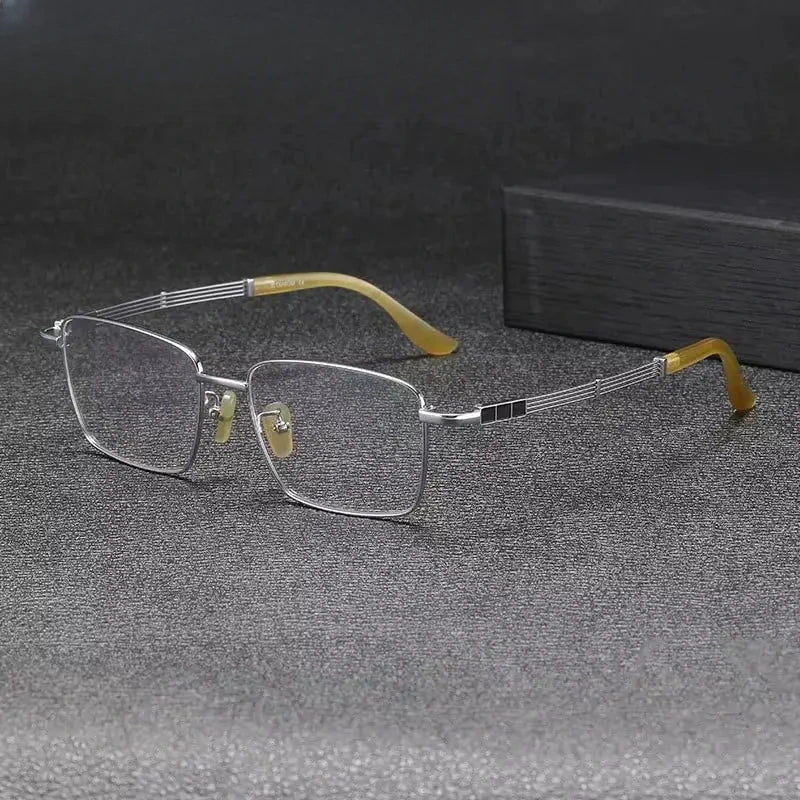 Men's Square Full Rim Titanium Oversized Prescription Glasses 612150 — view 2 | Rx Spectacle