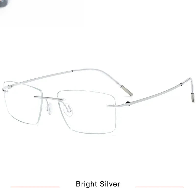 Unisex Square Rimless Titanium Screwless Prescription Glasses 66105 — view 3 | Rx Spectacle