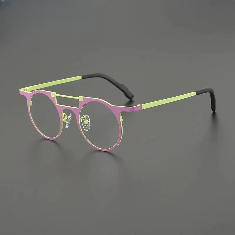 Women's Round Full Rim Titanium Double Bridge Prescription Glasses G85855 — view 7 | Rx Spectacle