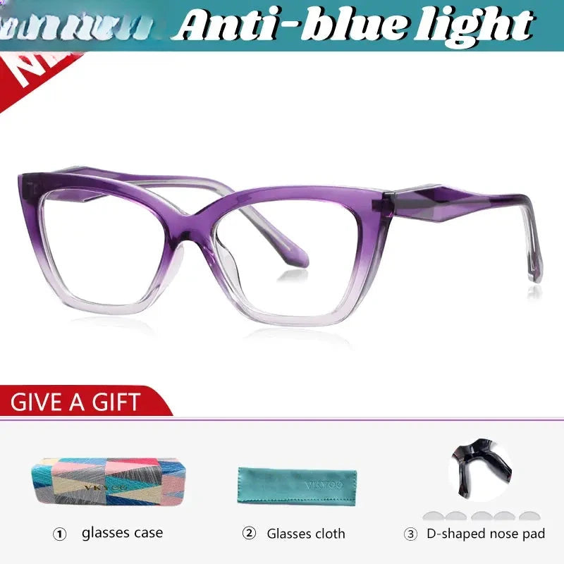 Women's Cat Eye Full Rim Titanium Reading Glasses 97004 — view 4 | Rx Spectacle