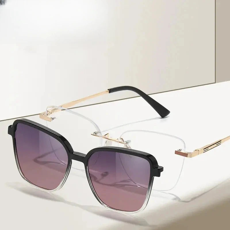 Women's Cat Eye Rimless Alloy Clip-On Prescription Glasses 710729 — view 1 | Rx Spectacle