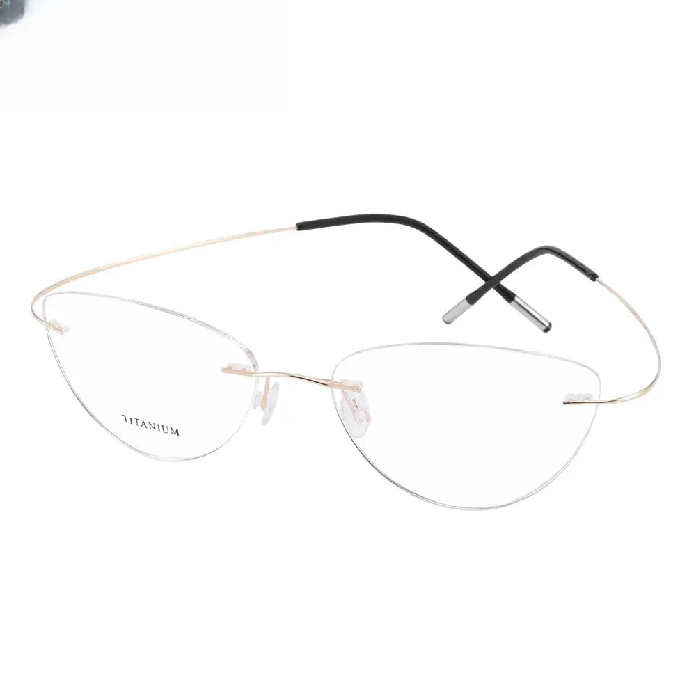 Unisex Cat Eye Rimless Titanium Prescription Glasses 720003 — view 4 | Rx Spectacle
