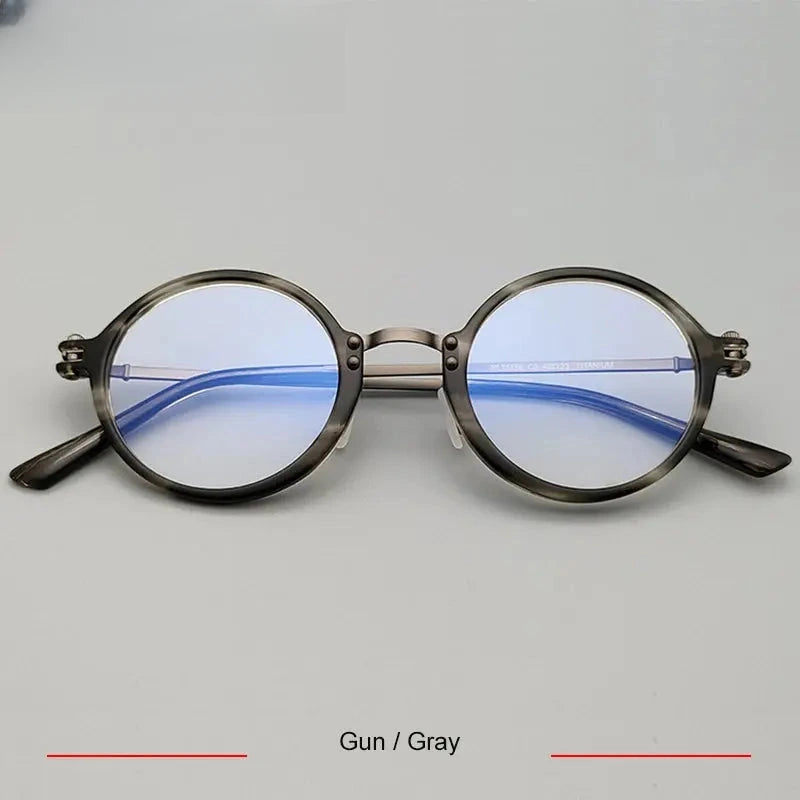 Unisex Round Full Rim Titanium Prescription Glasses 45866 — view 3 | Rx Spectacle