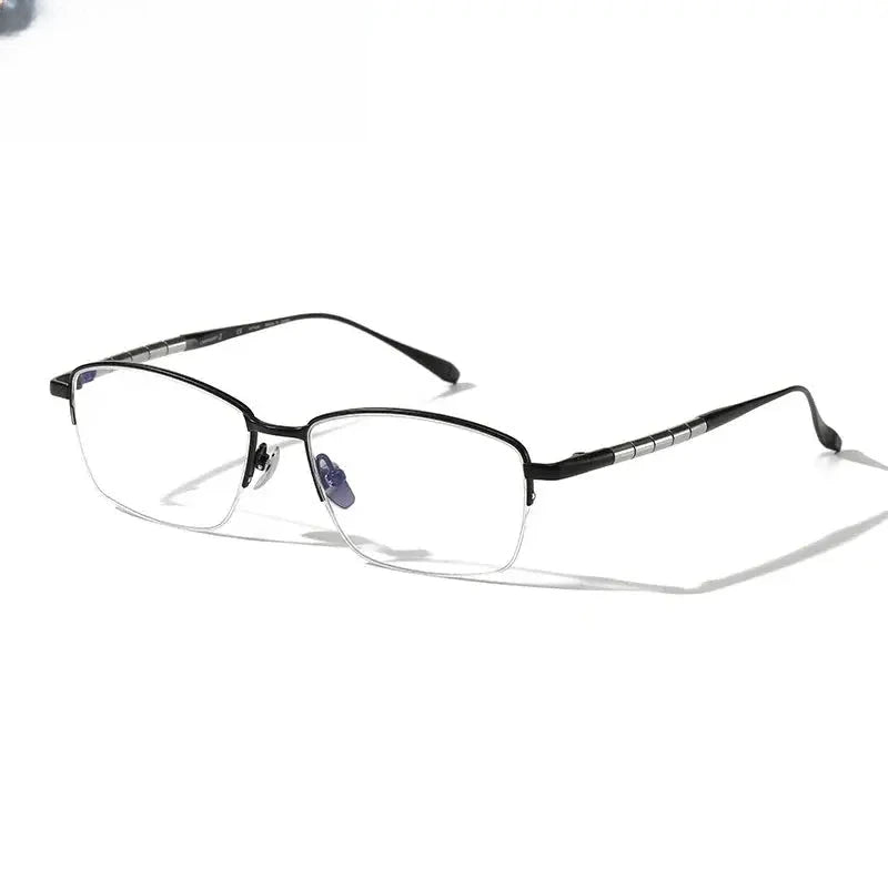 Men's Square Semi-Rimless Titanium Screwless Prescription Glasses 587018 — view 1 | Rx Spectacle