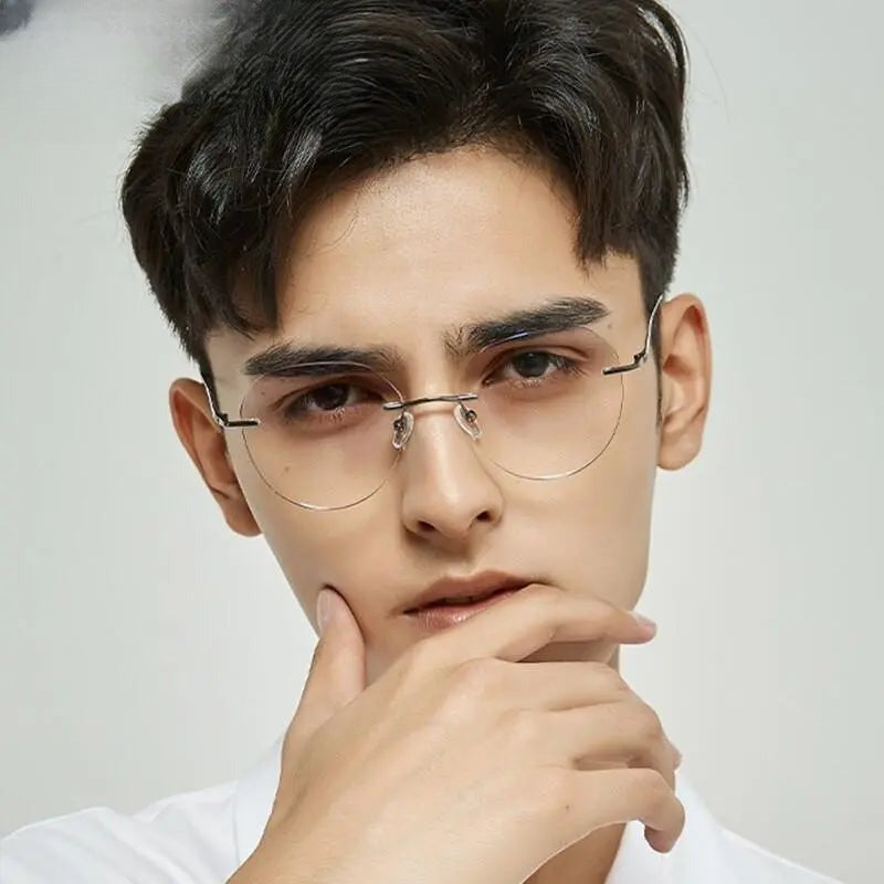Unisex Oval Rimless Titanium Prescription Glasses 3306-7090 — view 9 | Rx Spectacle