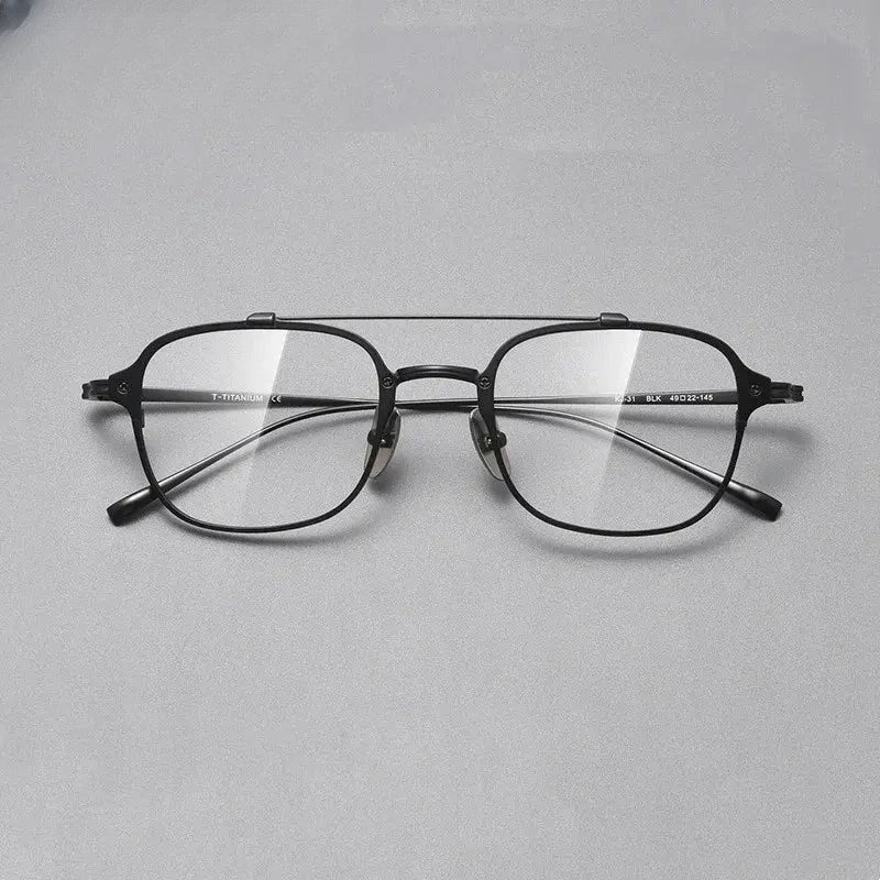 Men's Square Full Rim Titanium Double Bridge Prescription Glasses 778431 — view 7 | Rx Spectacle